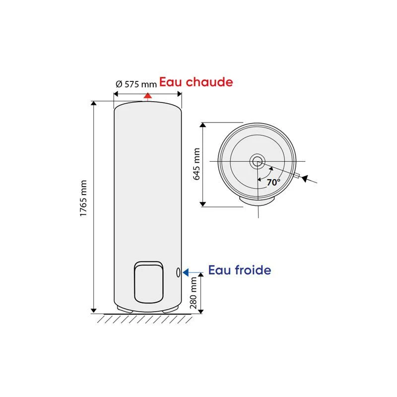 Chaufféo 300 L - chauffe-eau électrique vertical sur socle monophasé - Image 3