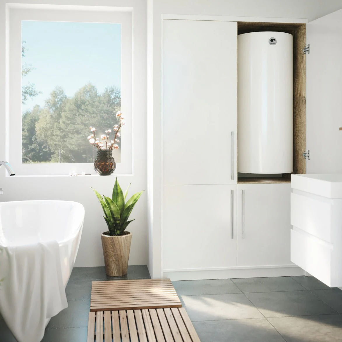 DURALIS Hybride 150L Vertical mural étroit - Chauffe-eau électrique - Image 4