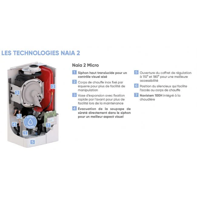 Naia 2 micro 25 G20/G25 - Chaudière murale gaz naturel - Image 2