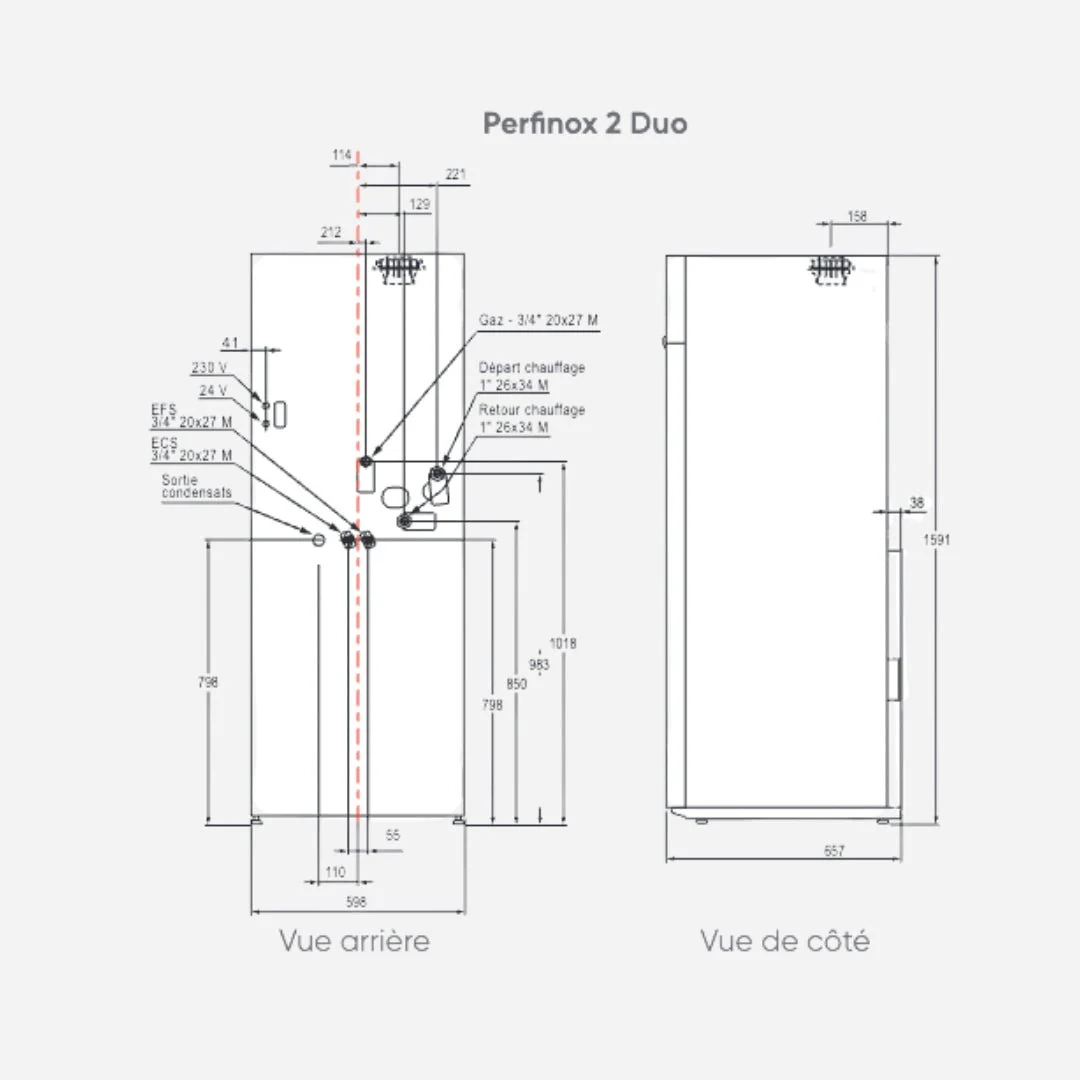 PERFINOX 2 DUO 24 - Chaudière condensation sol gaz - Image 3