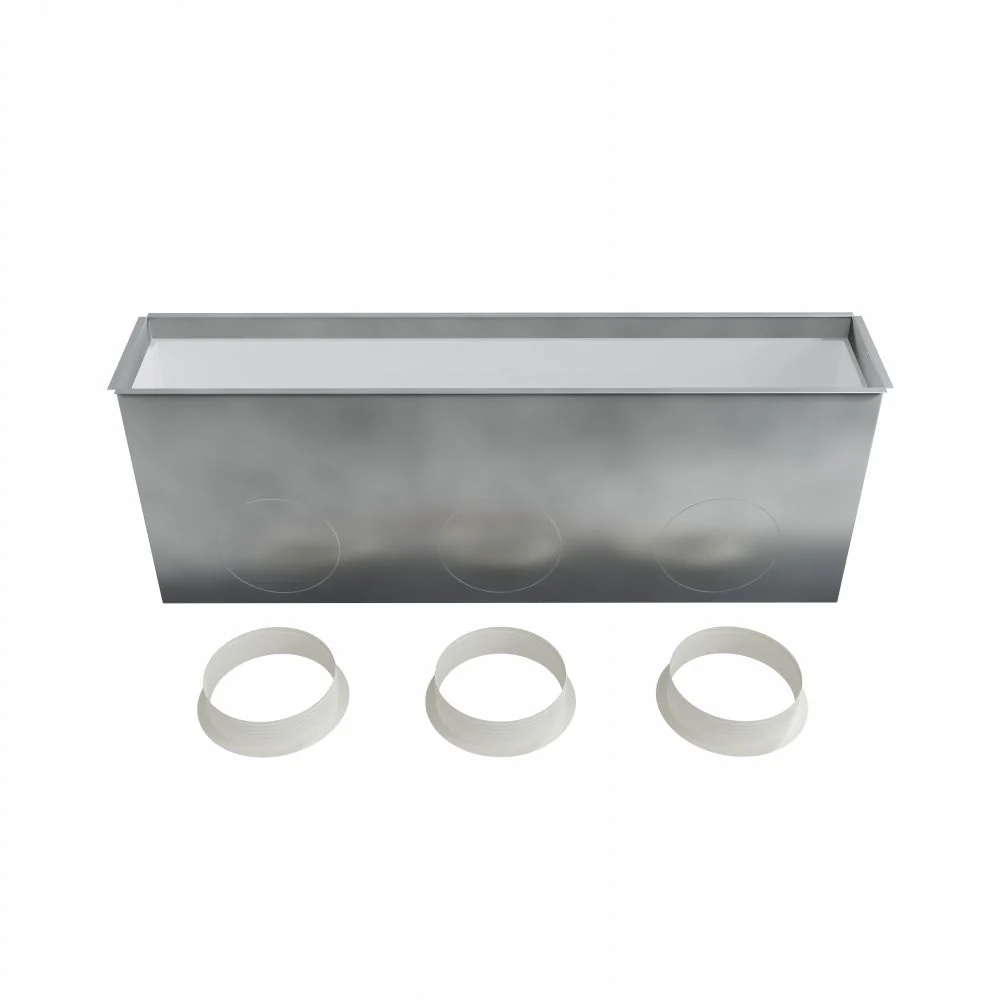 Plénum acier isolé pour grille linéaire 800x150 mm