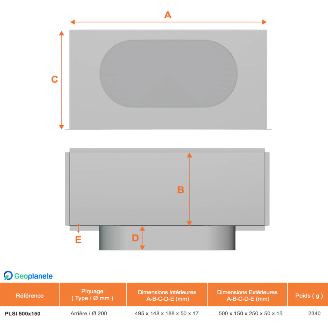 plénum acier isolé pour grille soufflage 500 x 150 mm - Image 2