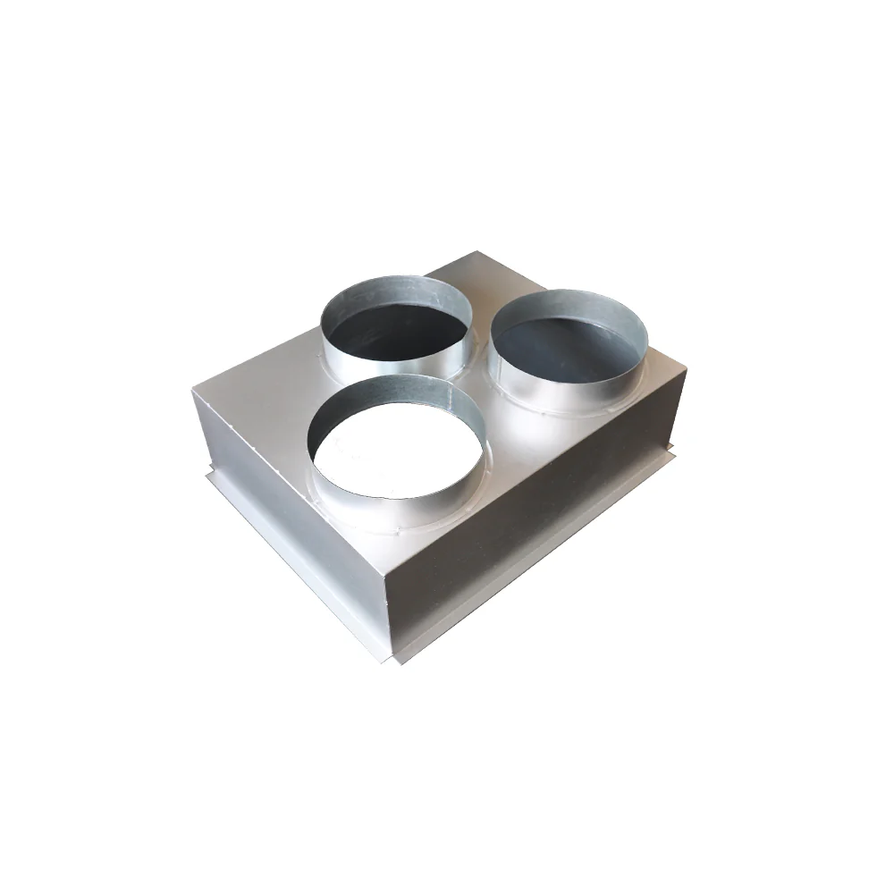 Plénum grille reprise galvanisé 500x400 mm avec 3 piquages arrières Ø 200