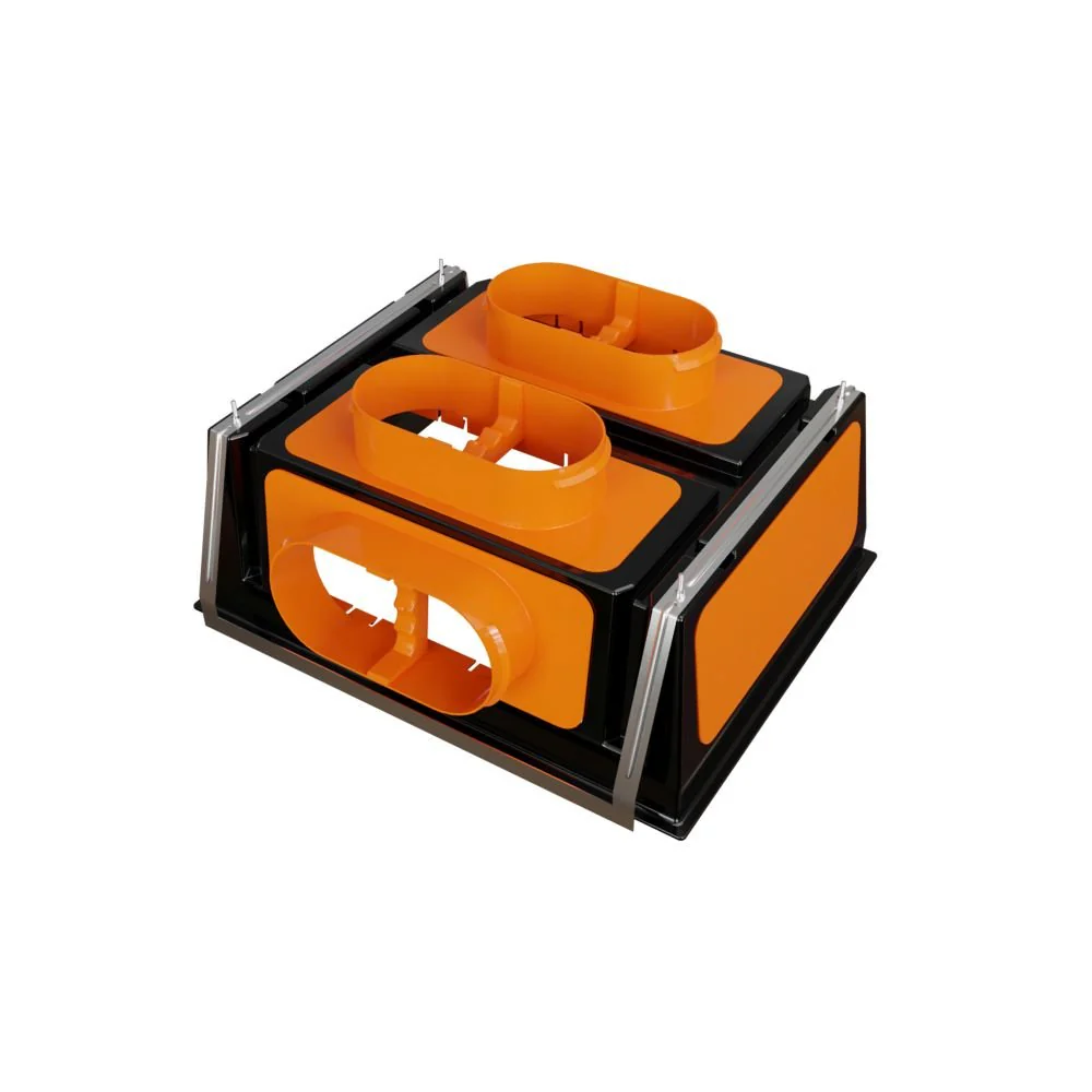 Plénum modulable de 500x400 mm avec 3 piquages et obturateurs