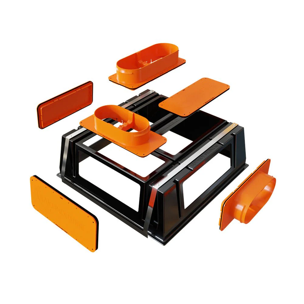 Plénum modulable de 500x400 mm avec 3 piquages et obturateurs - Image 3