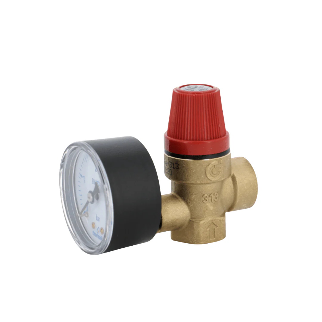 Soupape de sûreté NF avec manomètre 1/2'' FF - 3 bar 100 Kw - Image 2