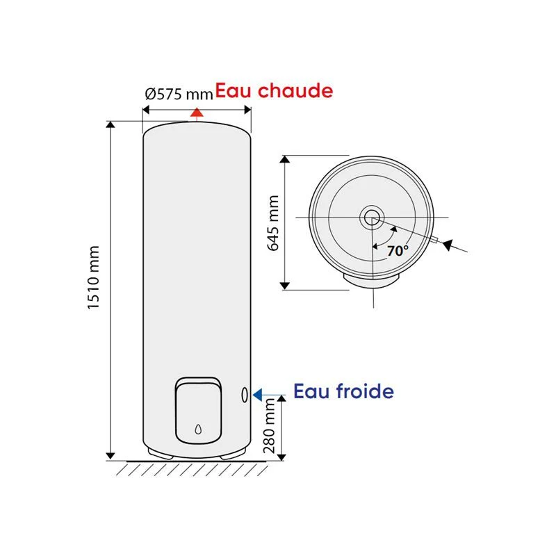 Zénéo 250 litres vertical pose au sol - chauffe-eau électrique - Image 2